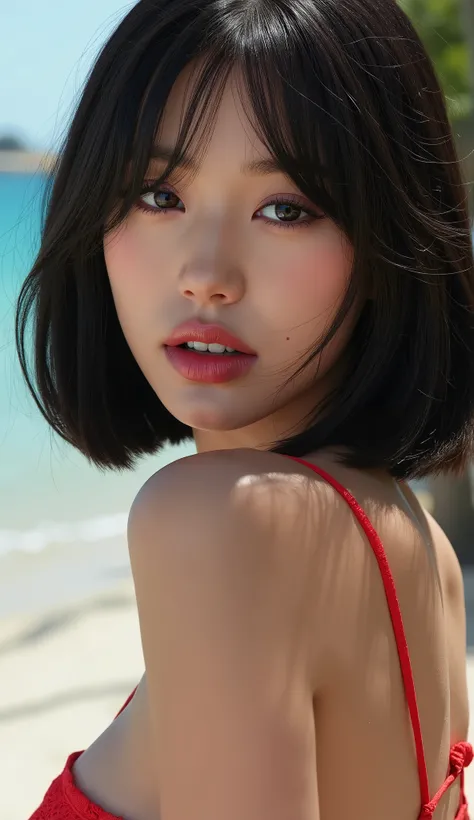 Realistic (photorealistic Realism 16K Quality), (high resolution detailed 8k), (ultra realistic details digital art), (best quality), (realistic texture details: velvety skin, hair), professional photography, (glamour shot of 1woman:1.4, 20-year-old), perf...