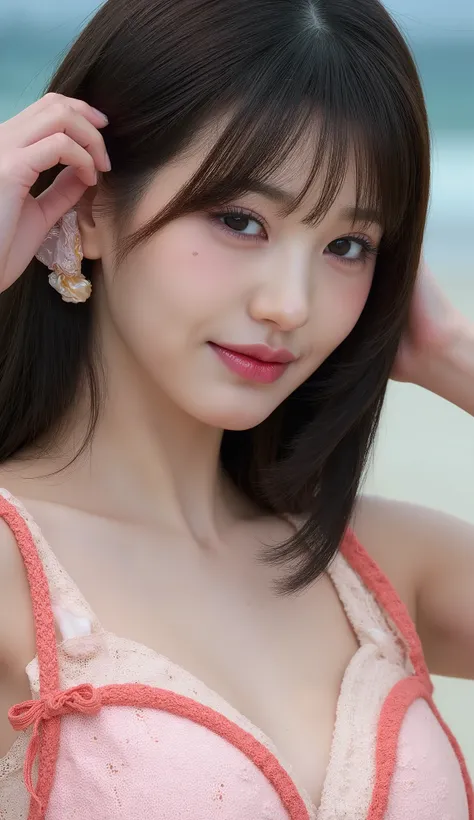 Realistic (photorealistic Realism 16K Quality), (high resolution detailed 8k), (ultra realistic details digital art), (best quality), (realistic texture details: velvety skin, hair), professional photography, (glamour shot of 1woman:1.4, 20-year-old), perf...