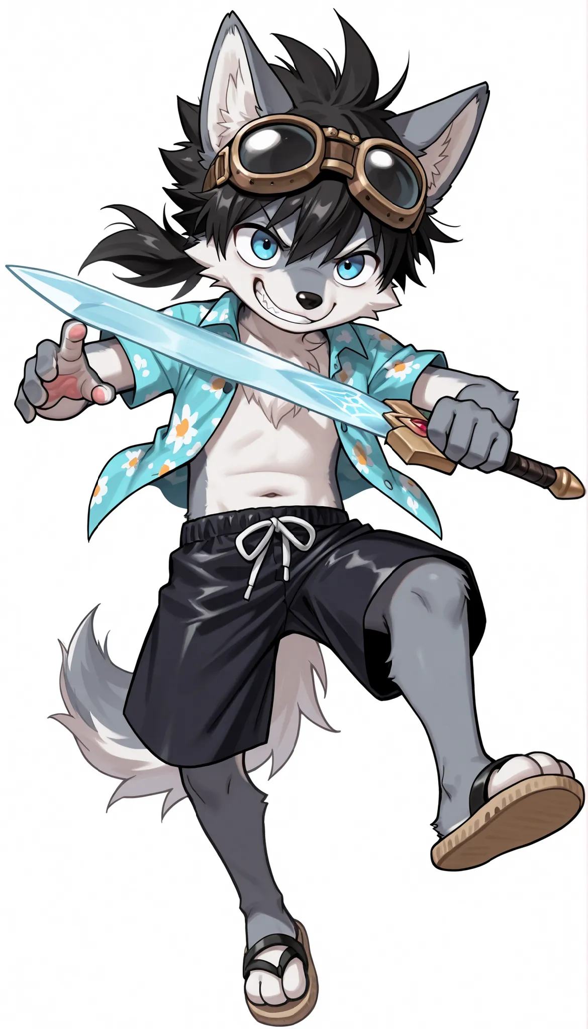score_9, score_8_up, score_7_up, 1boy, solo, masterpiece, best quality, amazing quality, very aesthetic, absurdres, source furry, furry shota, wolf, blue eyes, wolf ears, wolf tail, wolf features, looking at you, two tone body fur, grey body fur, white bod...