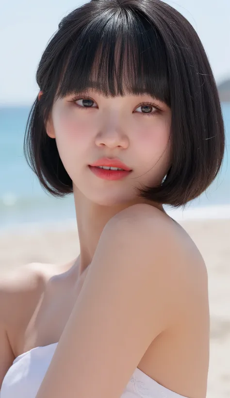 Realistic (photorealistic Realism 16K Quality), (high resolution detailed 8k), (ultra realistic details digital art), (best quality), (realistic texture details: velvety skin, hair), professional photography, (glamour shot of 1woman:1.4, 20-year-old), perf...