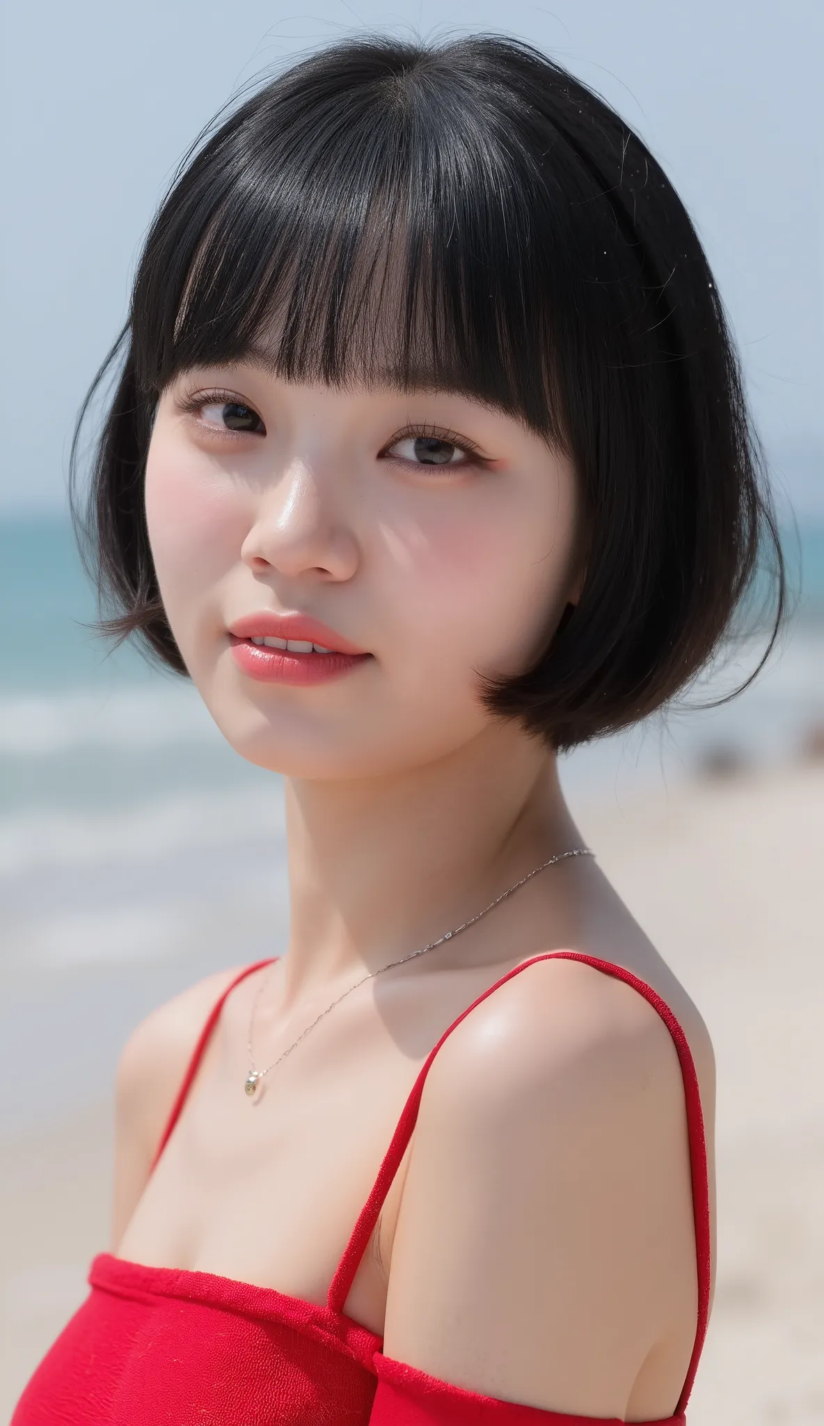 Realistic (photorealistic Realism 16K Quality), (high resolution detailed 8k), (ultra realistic details digital art), (best quality), (realistic texture details: velvety skin, hair), professional photography, (glamour shot of 1woman:1.4, 20-year-old), perf...
