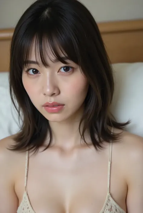 (( Highest Quality, 8K )), ((masterpiece)), ( details), Japanese, two-tone swimsuit ,1 girl on break day, Voluptuous women , sexy,( in the bedroom),((( abnormally large breasts , completely naked, beautiful breasts, short bob hair))), ...