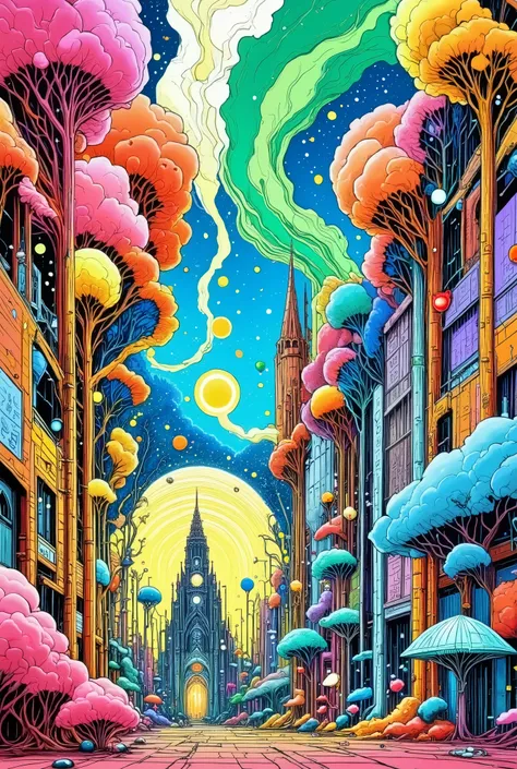 A cute in a psychedelic zombie apocalypse