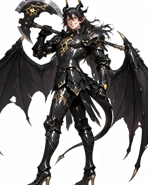 score_9, absurdres, (masterpiece, best quality: 1. 5), highres, 8K wallpaper, CG, (((Anime))), (1 male), solo, lean body, (masculine), (floating in the air), weredragon, japanese anime style, glossy black, shiny black leather, ((beautiful golden eyes, fine...