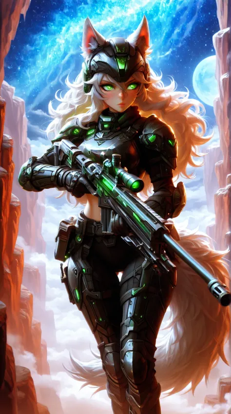 Masterpiece, best quality, amazing quality, absurdres, very aesthetic, lazypos, 3D, 1 woman, (woman , tall, slim, medium-big chest, large hip, silver long hair, fluffy hair, wolf ears, fluffy ears, wolf eyes, fluffy tail, clear skin), smooth natural moonli...