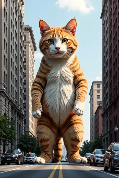 In the heart of the city, A giant cat bigger than a building, Realistic fantasy, natural lighting, soft lighting, professional lighting, (masterpiece, best quality, photo realistic, ultra detailed, realistic skin, ultra high res, Raw Photo, 16k, very aesth...