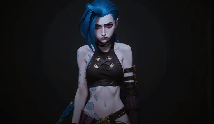 проверять_9 , проверять_8_ up , проверять_7_ up , Jinx , very sexy , erotica , facial composition center , woman with blue hair and black top , facing the viewer ,  chest , short hair до плеч, erotica ,(aerial view:1 . 2 . ) , (( facing the viewer : 1 . 2 ...