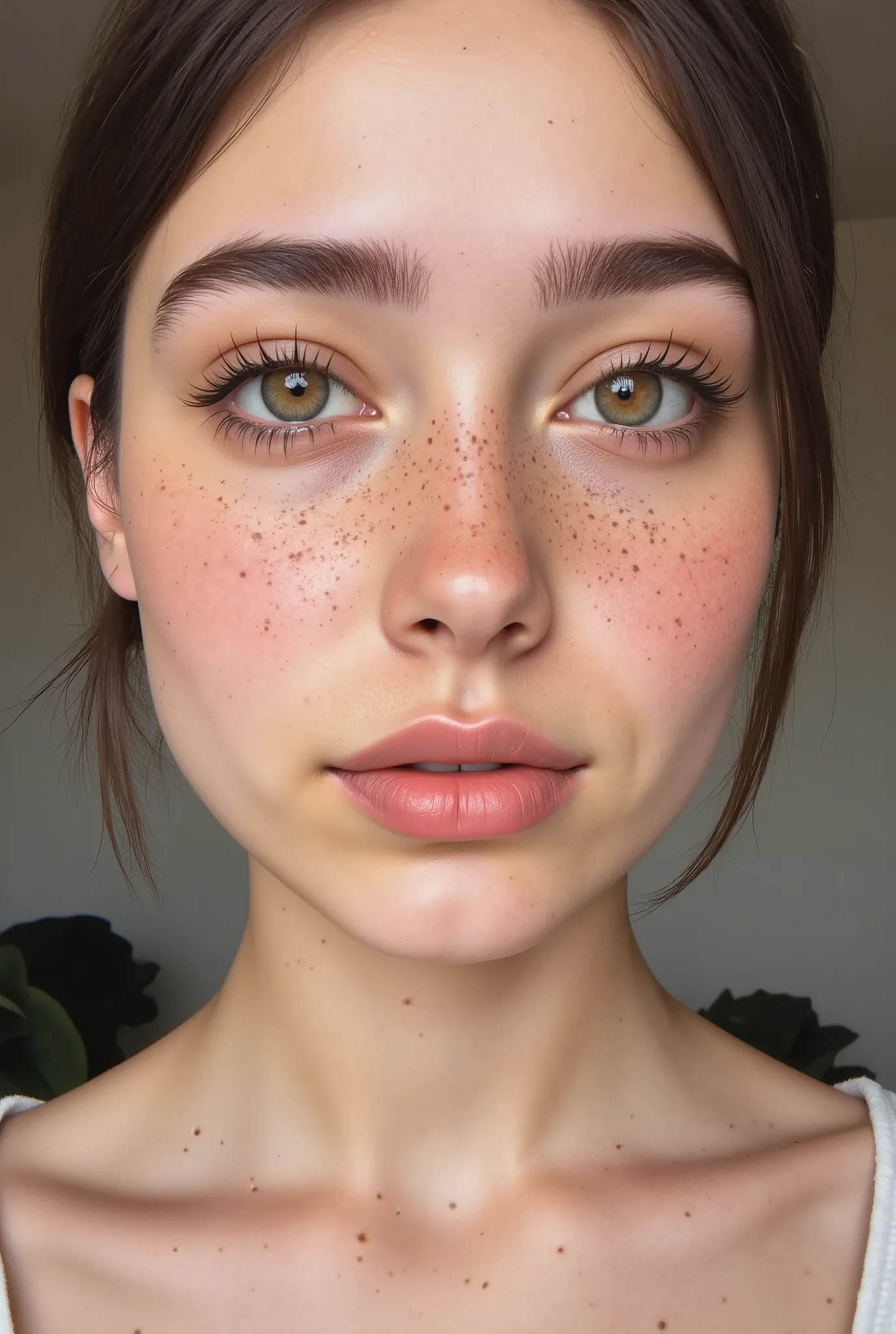 CamilaLane, close-up of a gorgeous girl's face. , /[UHD, masterpiece, very detailed, (super realistic skin:1.2), sharp focus, ((skin marks, moles, smooth skin, real pores, moles on skin, stretch marks, natural skin:1.8)), Realistic skin details, skin imper...