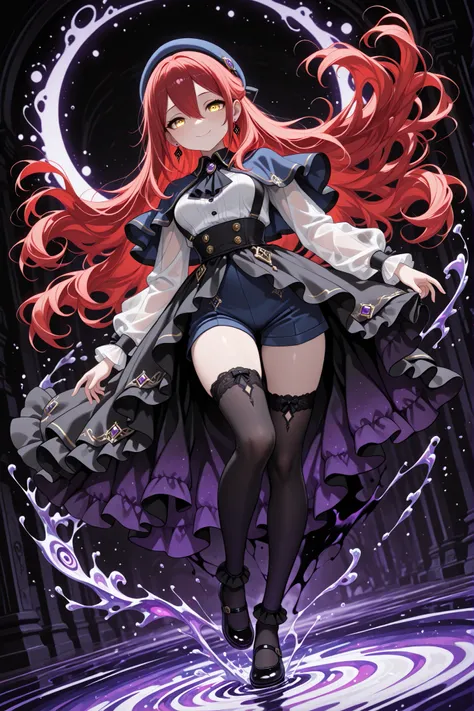 absurd_res, 8K, (masterpiece: 1.2), (best quality: 1.2), (detailed eyes, beautiful eyes:1.2), cinematic angle, cinematic shadows 

1 girl , golden eyes , very long hair , long sidelocks, red hair ,half updo, petite , very cute , beautiful ,Straight hair, c...