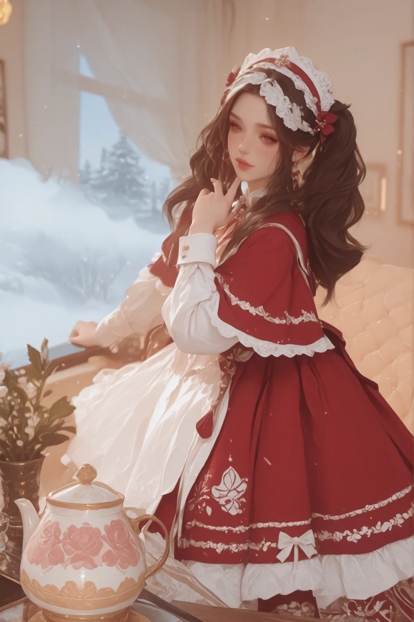 Change to a full-body photo of a woman,G cup, are perfectly detailed,has exquisite facial features, Clothes are exquisite , Game Character Design ,3D Rendering