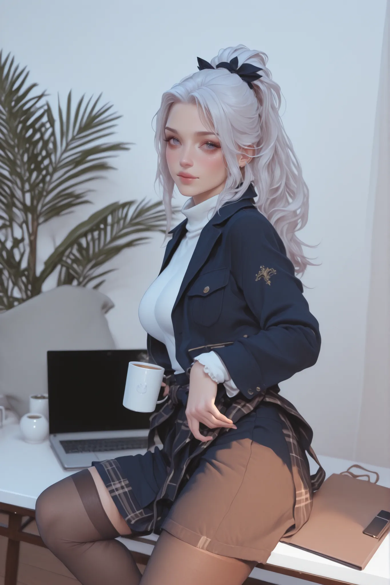 Change to a full-body photo of a woman,G cup, are perfectly detailed,has exquisite facial features, Clothes are exquisite , Game Character Design ,3D Rendering