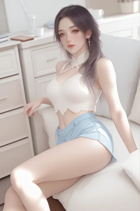 Change to a full-body photo of a woman，G cup， are perfectly detailed，has exquisite facial features， Clothes are exquisite ， Game Character Design ，3D Rendering