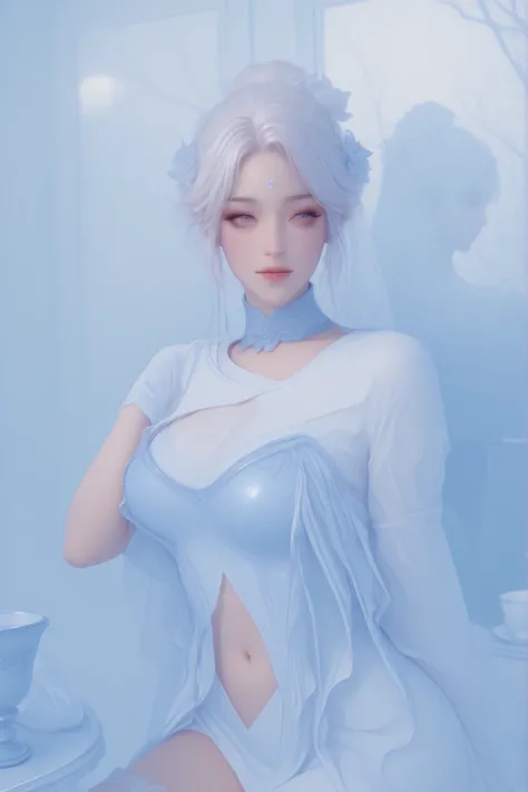 Change to a full-body photo of a woman，G cup， are perfectly detailed，has exquisite facial features， Clothes are exquisite ， Game Character Design ，3D Rendering