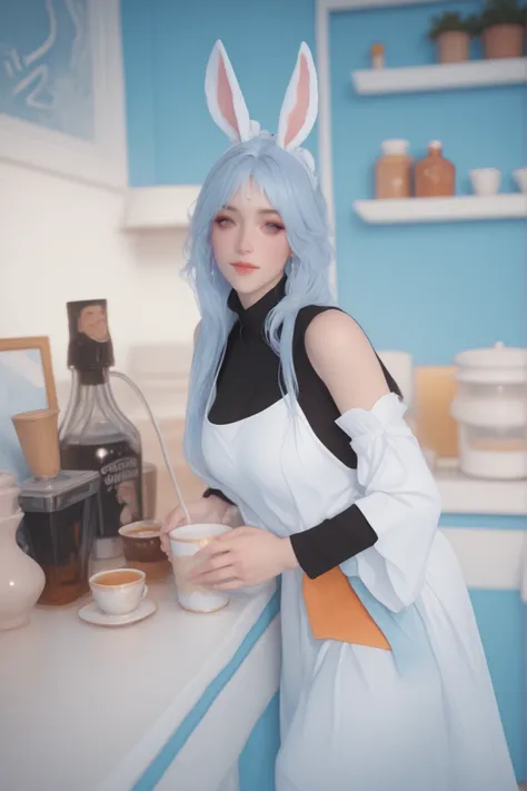 Change to a full-body photo of a woman，G cup， are perfectly detailed，has exquisite facial features， Clothes are exquisite ， Game Character Design ，3D Rendering