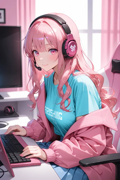 masterpiece,best quality,amazing quality,ultra-detailed,very aesthetic,sharp focus,depth of field,vibrant colors,ray tracing,best lighting,detailed illustration,detailed background,cinematic,beautiful face,(EyesHD:1.2),beautiful eyes,solo_female,pink hair,...