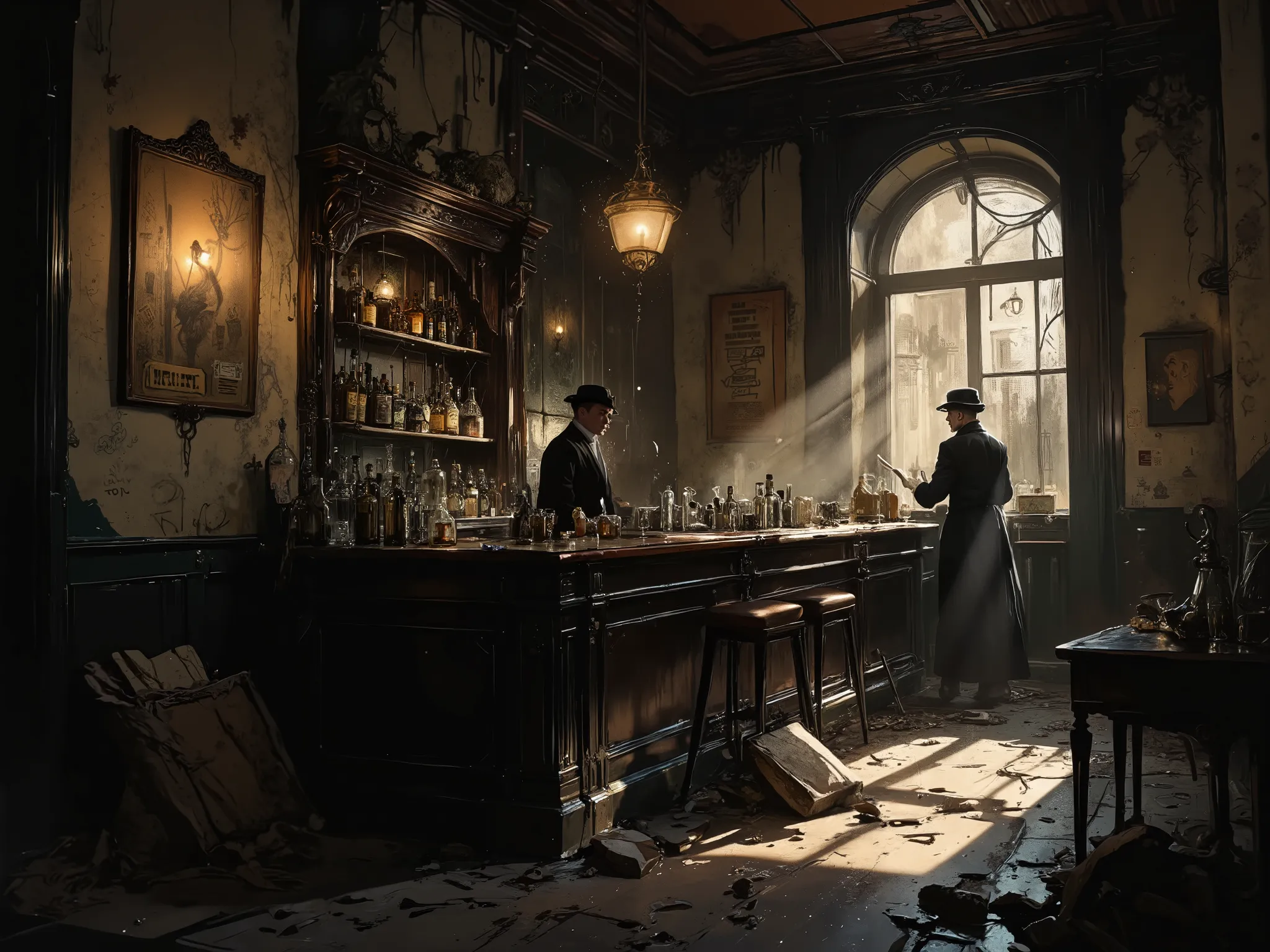 The interior of an abandoned bar during Prohibition