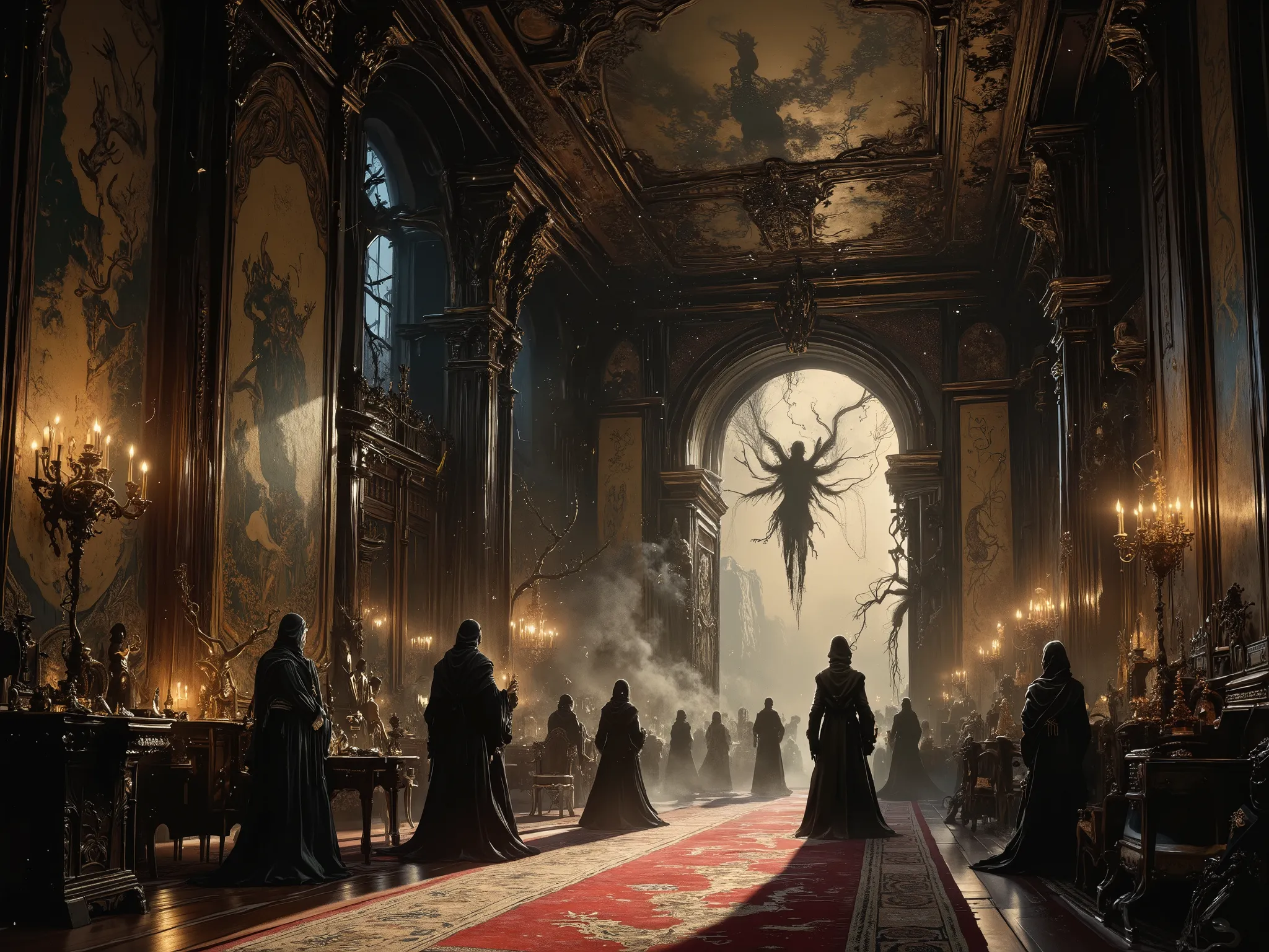 luxury castle interior, haunted
