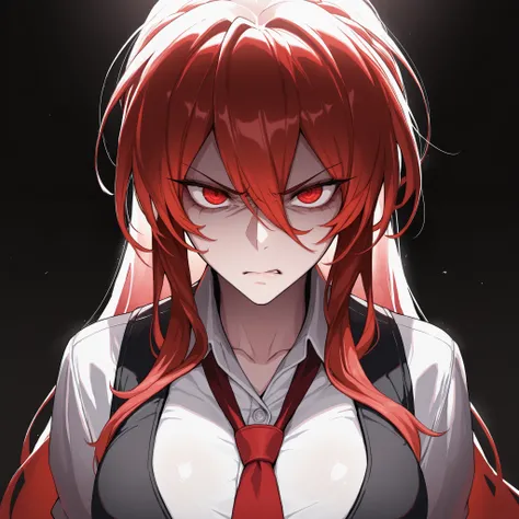 absurdres, (((Ultra HD))), (((Ultra High Quality))), ((hyper detailed)), ((Ultra High Resolution)), (Highly rendered), ((detailed eyes)), (((8K))), ((perfect face)), ((masterpiece)), cinematic, solo, 1girl, long hair, red hair, red eyes, hair between eyes,...