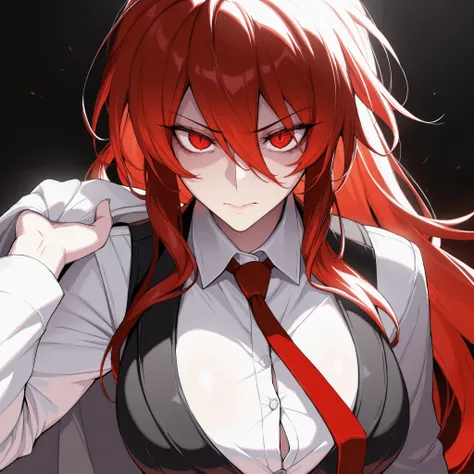 absurdres, (((Ultra HD))), (((Ultra High Quality))), ((hyper detailed)), ((Ultra High Resolution)), (Highly rendered), ((detailed eyes)), (((8K))), ((perfect face)), ((masterpiece)), cinematic, solo, 1girl, long hair, red hair, red eyes, hair between eyes,...