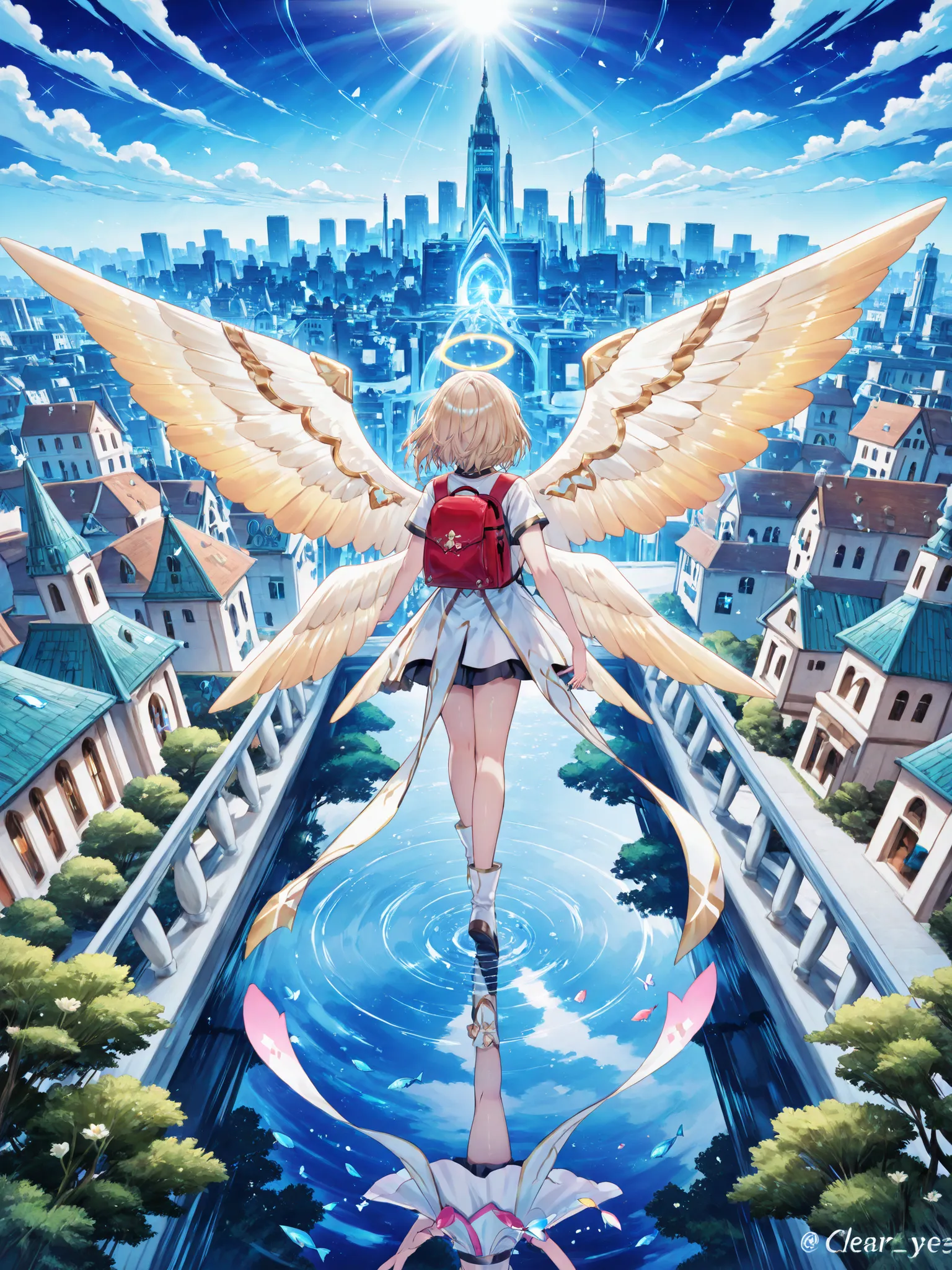 Clear Blue and Clear Space、Angel's Adventure Begins、Shining Future、A bustling aerial city shrouded in magic that can be seen in the distance、Huge towering multi-vertical city、An aerial city looking down from above、An endless group of buildings stacked on t...