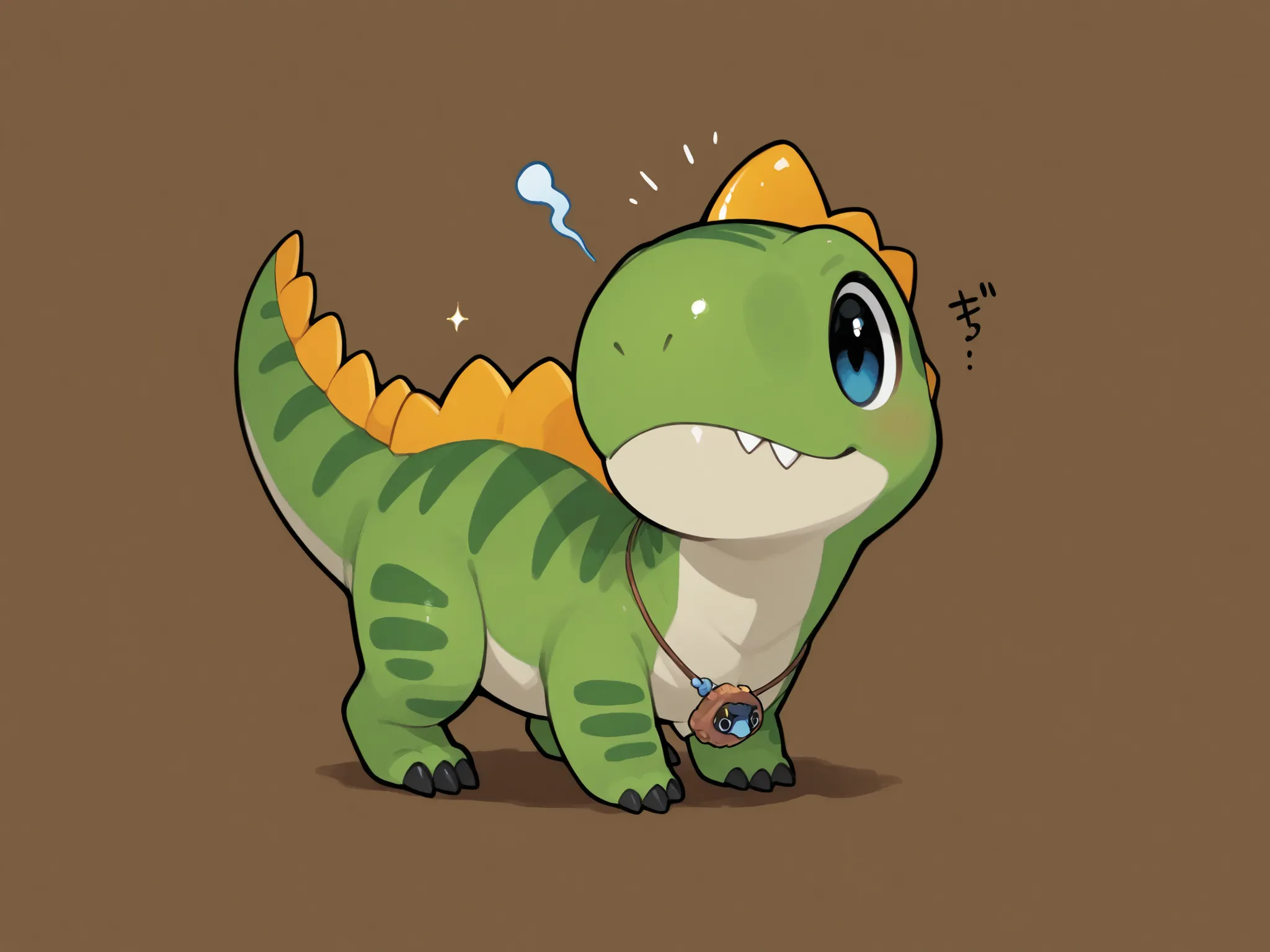 comical illustration、((deformed dinosaur))、loose pattern、((A dinosaur with a dazed face))、凄くloose pattern、illustration drawn with left hand、cute