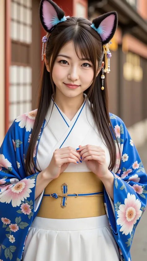 ((( Highest Quality )))、(((The greatest masterpiece of )))、 beautiful painting with fox ears 、 8k、 beautiful woman highlighting her lower lip:20 years old: accurate anatomy、 beautiful face、 beautiful hair、 beautiful eyes on my stomach、 beautiful breasts、 b...