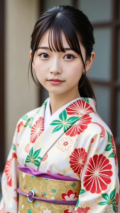 A cute and beautiful young Japanese woman wearing a festive object, praying at a shrine covered in snow, (masterpiece,  Highest Quality 1.4), (8k,  RAW photos :1.2), (realistic, photo realistic:1.4), Ultra High Definition, ( high definition 8K wallpaper ),...