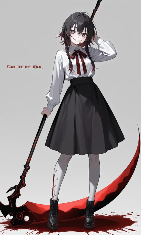  Jeff the Killer with a scythe 、blood、girl、cute、cool、