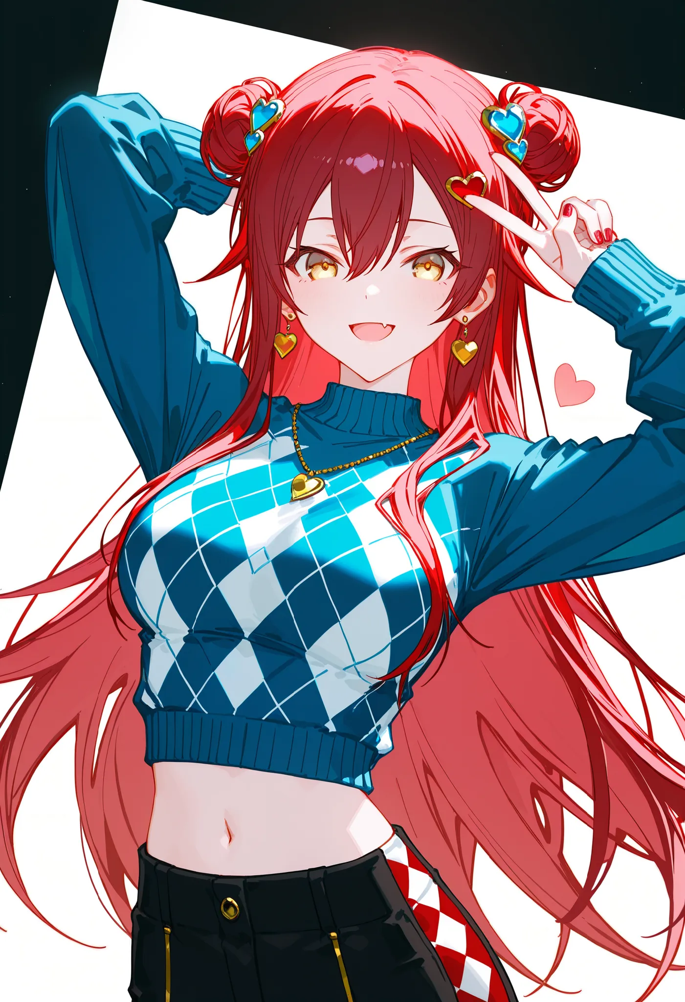 [artist:WANKE|artist:free_style |[artist:ningen_mame]|ciloranko],

1 girl , golden eyes , very long hair , long sidelocks, red hair , petite , very cute , beautiful ,Straight hair, cool, handsome, hair between eyes, sexy, large breasts, argyle clothes, arg...