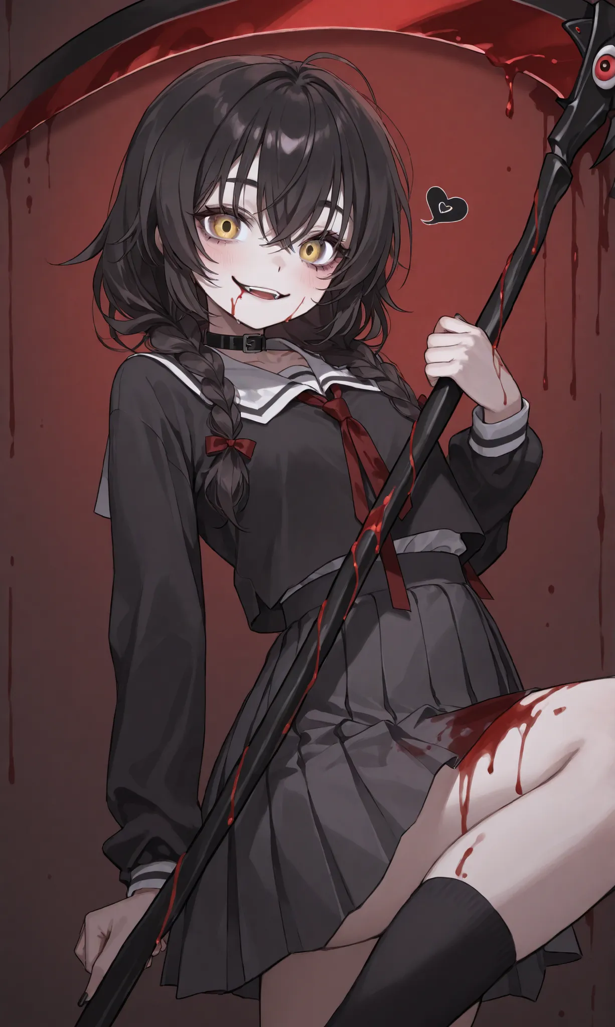 Jeff the Killer with a scythe 、blood、girl、cute、Erotic