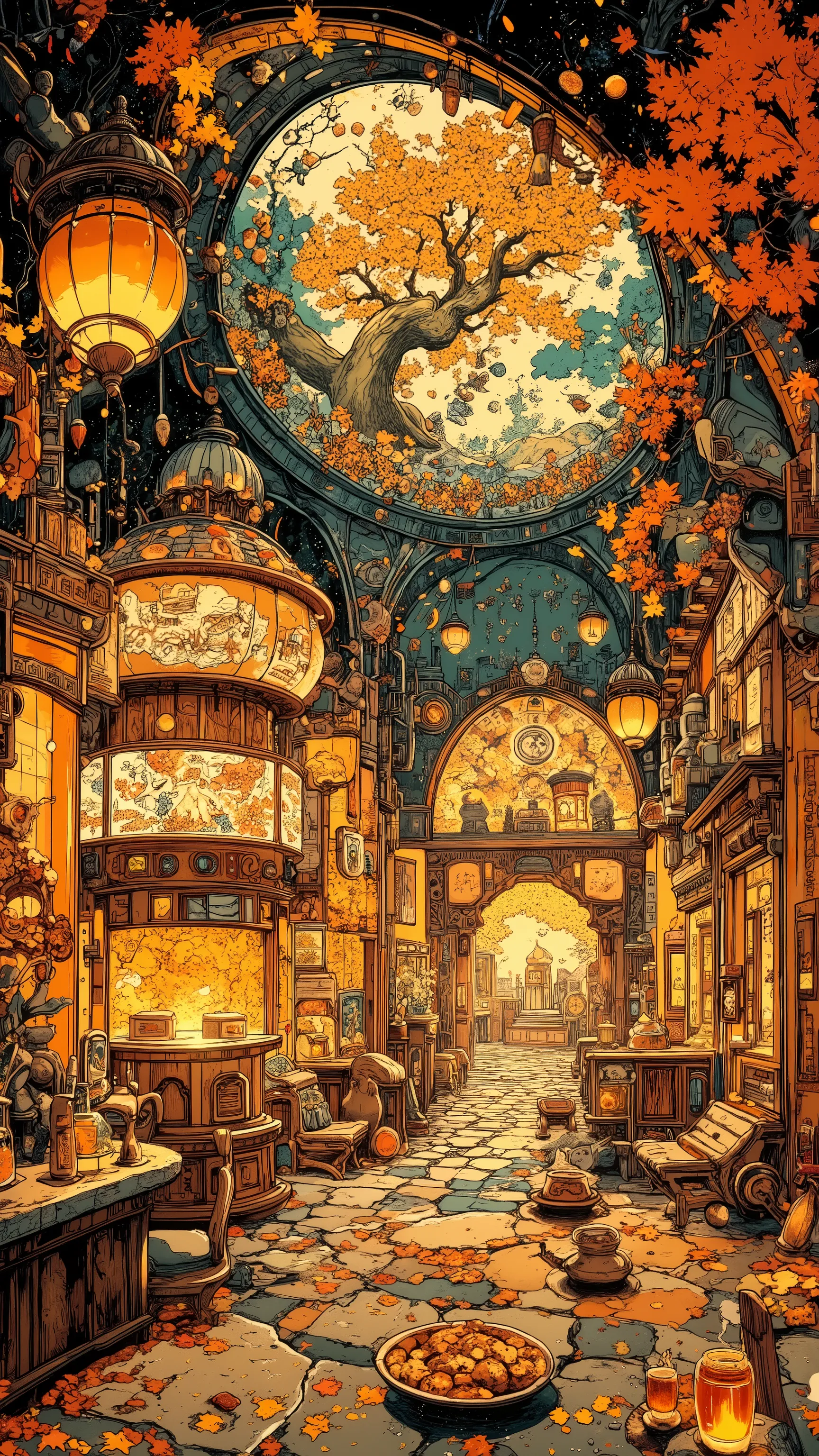 black starry background:, there is a time gallery wrapped in eternal amber。Clear amber encapsulates beautiful moments from season to season -- Spring rain of cherry blossoms、silver scallops that leap out of the water in midsummer、maple leaves falling in au...