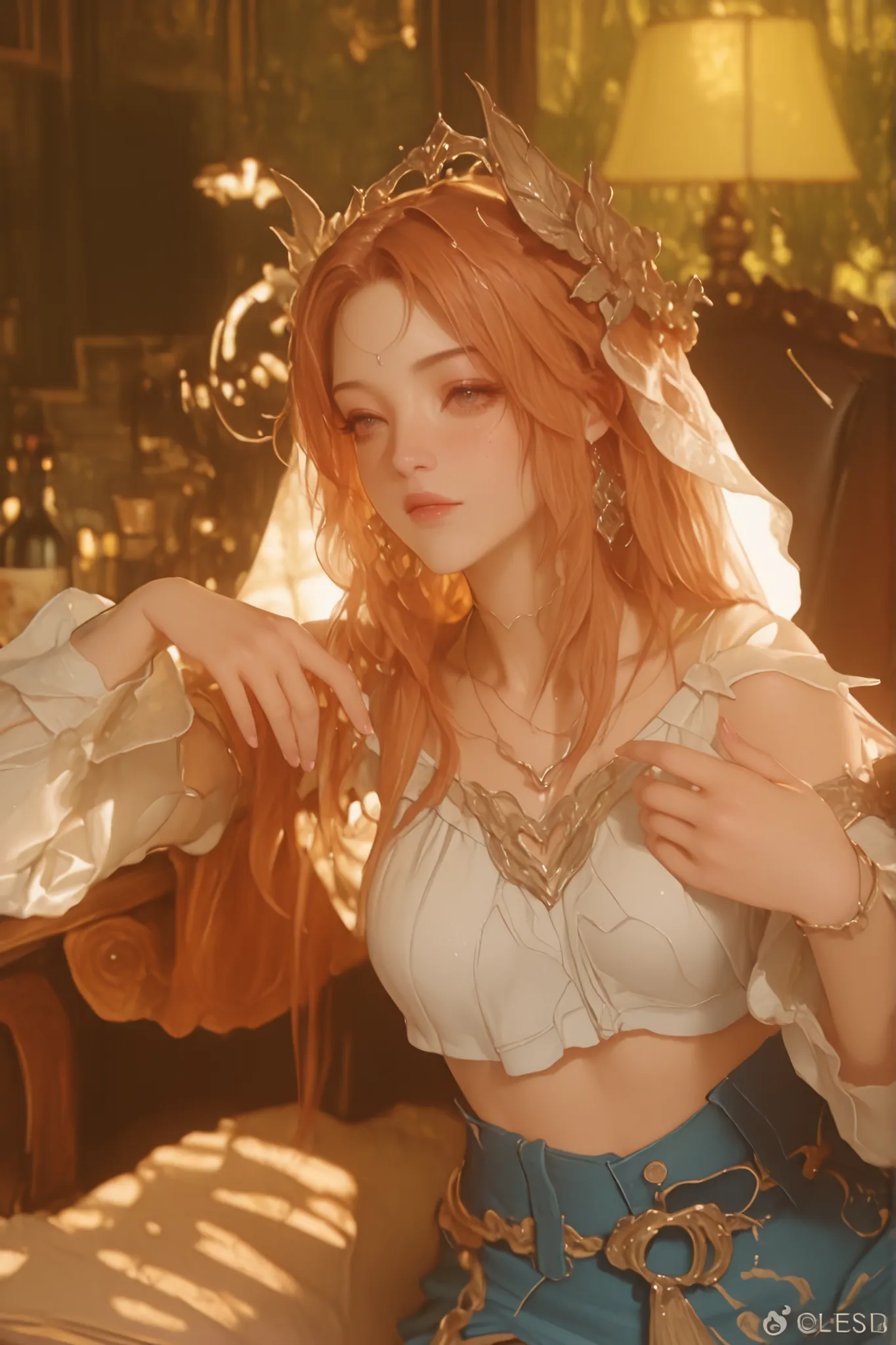 Change to a full-body photo of a woman,G cup, are perfectly detailed,has exquisite facial features, Clothes are exquisite , Game Character Design ,3D Rendering