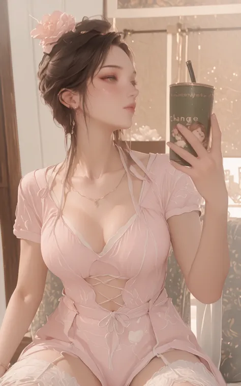 Change to a full-body photo of a woman，G cup， are perfectly detailed，has exquisite facial features， Clothes are exquisite ， Game Character Design ，3D Rendering