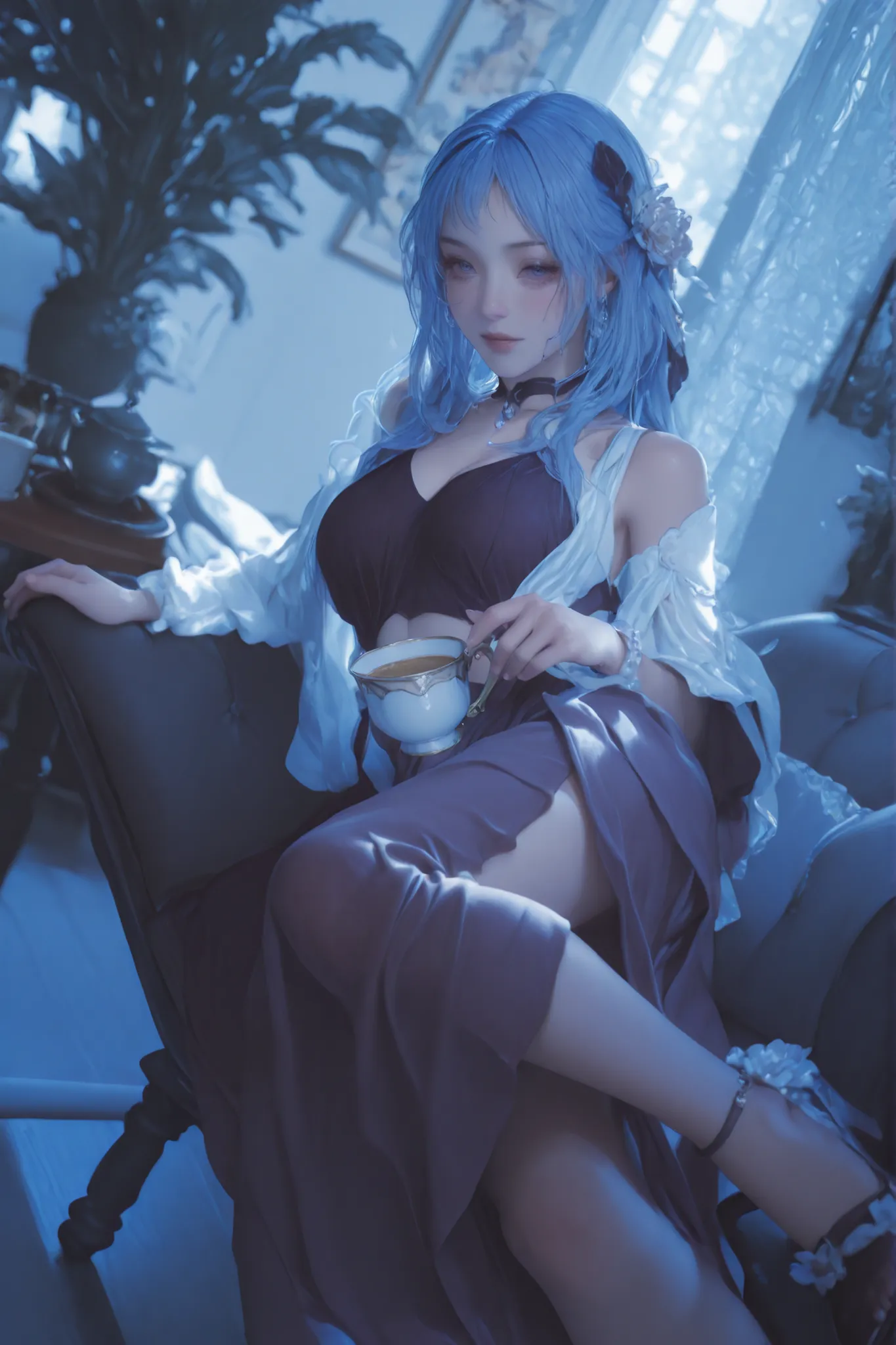 Change to a full-body photo of a woman，G cup， are perfectly detailed，has exquisite facial features， Clothes are exquisite ， Game Character Design ，3D Rendering