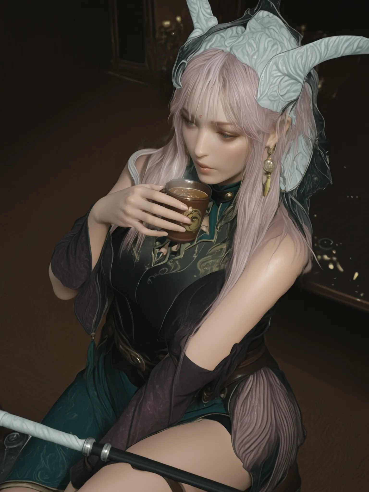Change to a full-body photo of a woman，G cup， are perfectly detailed，has exquisite facial features， Clothes are exquisite ， Game Character Design ，3D Rendering