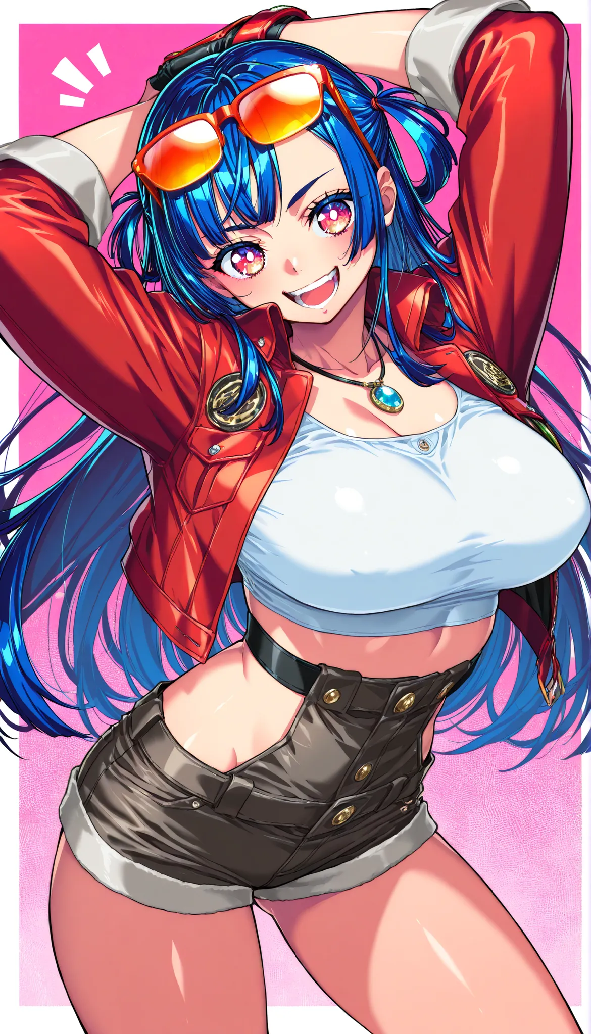 masterpiece, Highest Quality, newest, high definition, 1 girl on break day, Yokota Mamoru Style,motion line,very straight nose, slim,thin face,perfect nose,staring at the viewer,魅力的なsmile、face up、masterpiece,Highest Quality,great quality,very sophisticat...
