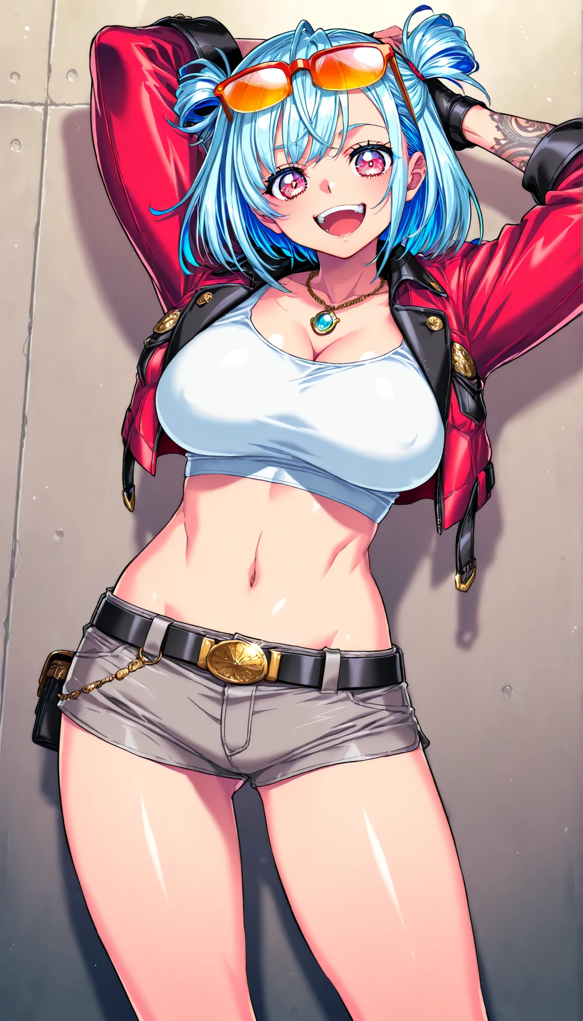masterpiece, Highest Quality, newest, high definition, 1 girl on break day, Yokota Mamoru Style,motion line,very straight nose, slim,thin face,perfect nose,staring at the viewer,魅力的なsmile、face up、masterpiece,Highest Quality,great quality,very sophisticat...