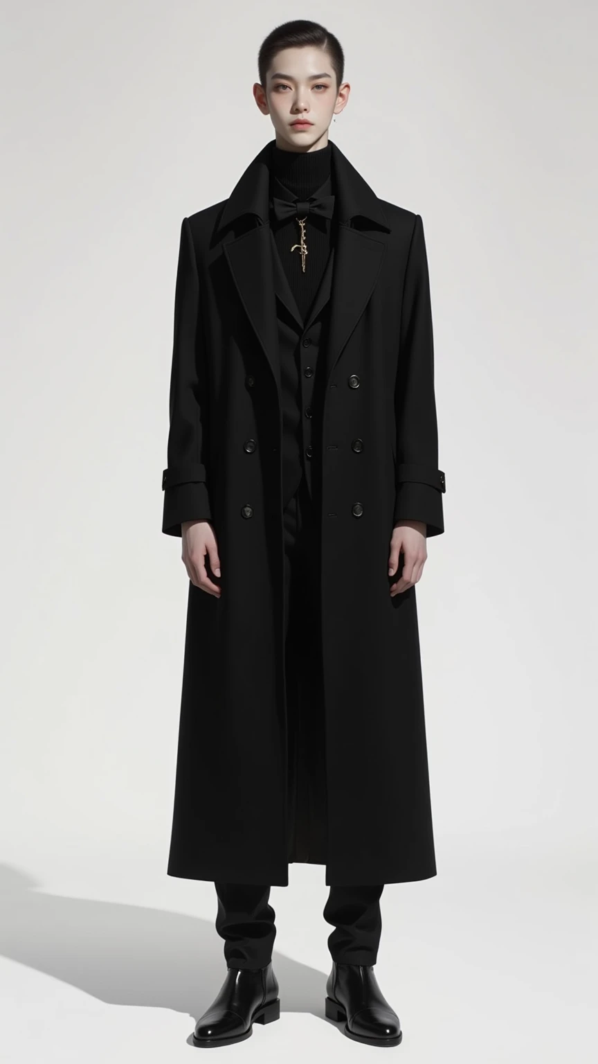 「Superfine：Tailoring Black Style」
sharp lines、three-dimensional silhouette、 Refined Visuals 、full body、simple background、 male、
「Tailoring Art Fashion」
AI Met Gala Night、