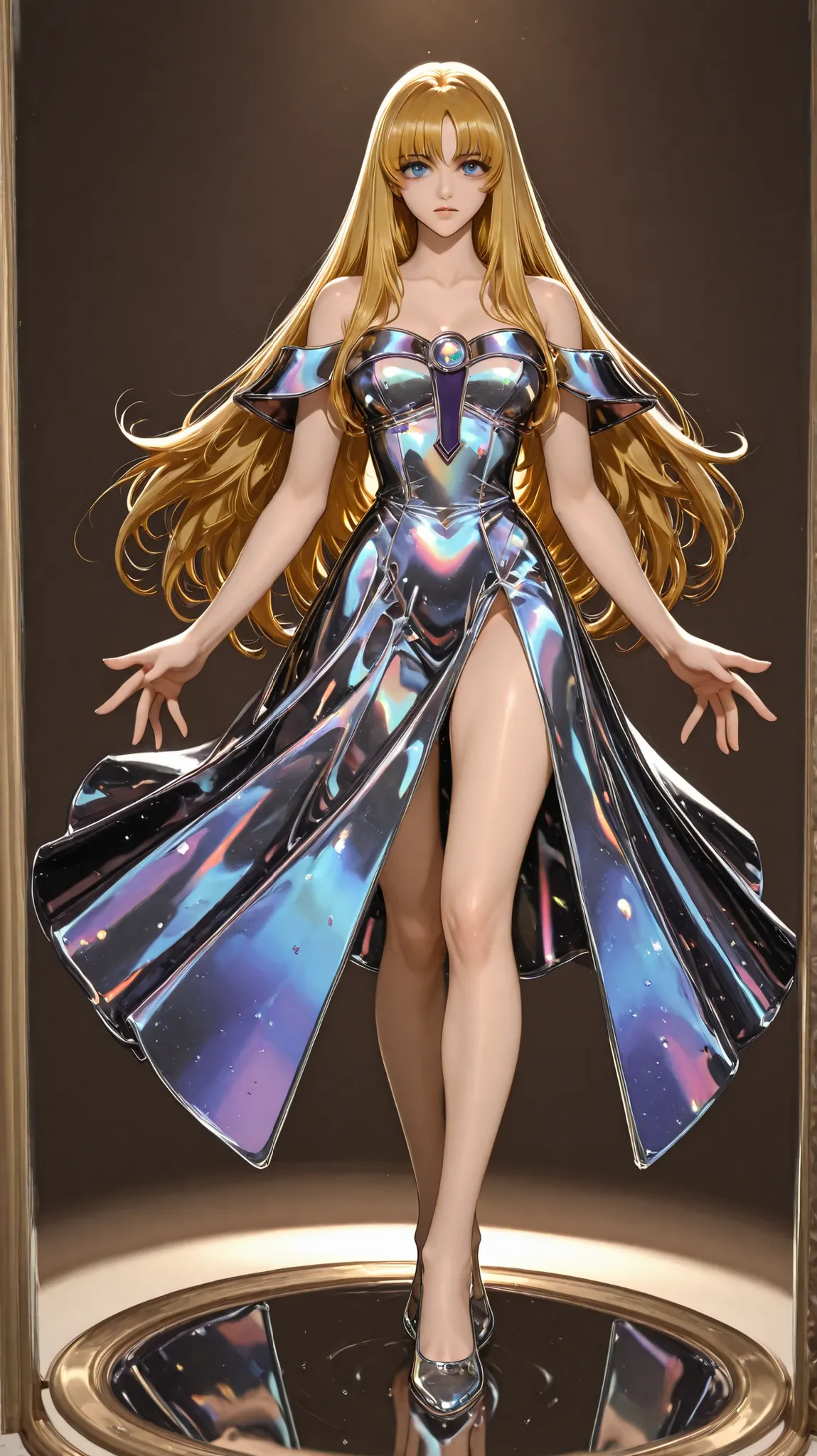Spectral glow: 1.3),  dark magic girls .
(masterpiece, Top quality, wallpaper 8k, detalles intrincados, reflections),
(soft lighting, Study shot, simple background, full body angle, anatomically perfect hand,  five fingers, beautiful),
(a full body girl, a...