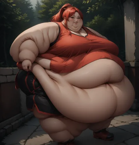 score_9, score_8_up, score_7_up, source_anime,solo, long hair, red choker, xiaoyu, smile, crop top, hair ornament, tank top, long ponytail, red coat, tank top, shorts, highres, Digital art, trending on artstation, best quality, insanely detailed, masterpie...