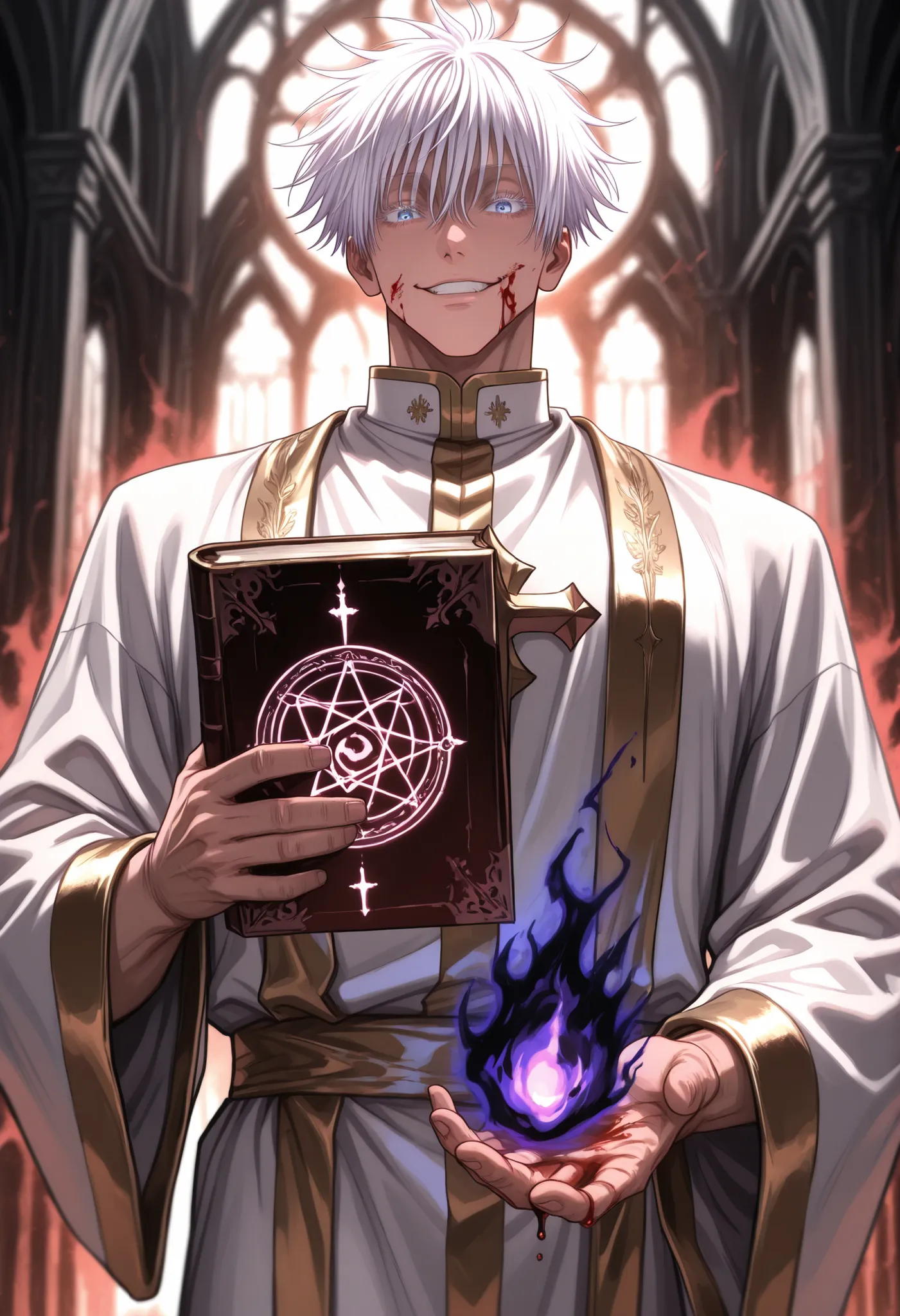 purple theme, pink theme, brown theme, black theme, grey theme, white, theme, violet theme, turquoise theme, maroon theme, gold theme, silver theme,, 1man, gojou satoru /(jujustu kaisen/), detailed eyes, blue eyes, white hair, short hair, detailed eyelashe...