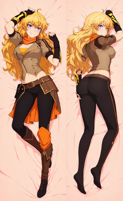 high definition, masterpiece, necessary, detail, best Quality, Quality, necessary, details, High details, Accurate, высокое Quality глаз,beautiful eyes,1 girl , ufotable style, ufotable anime  , Yang Xiao Long  (Rwby), full body,ass, dakimakura