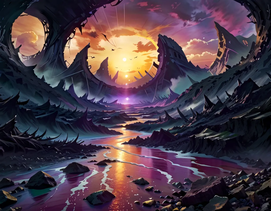 paysage apocalyptique, colorer, très haut qualité, ultra hd, 4K
