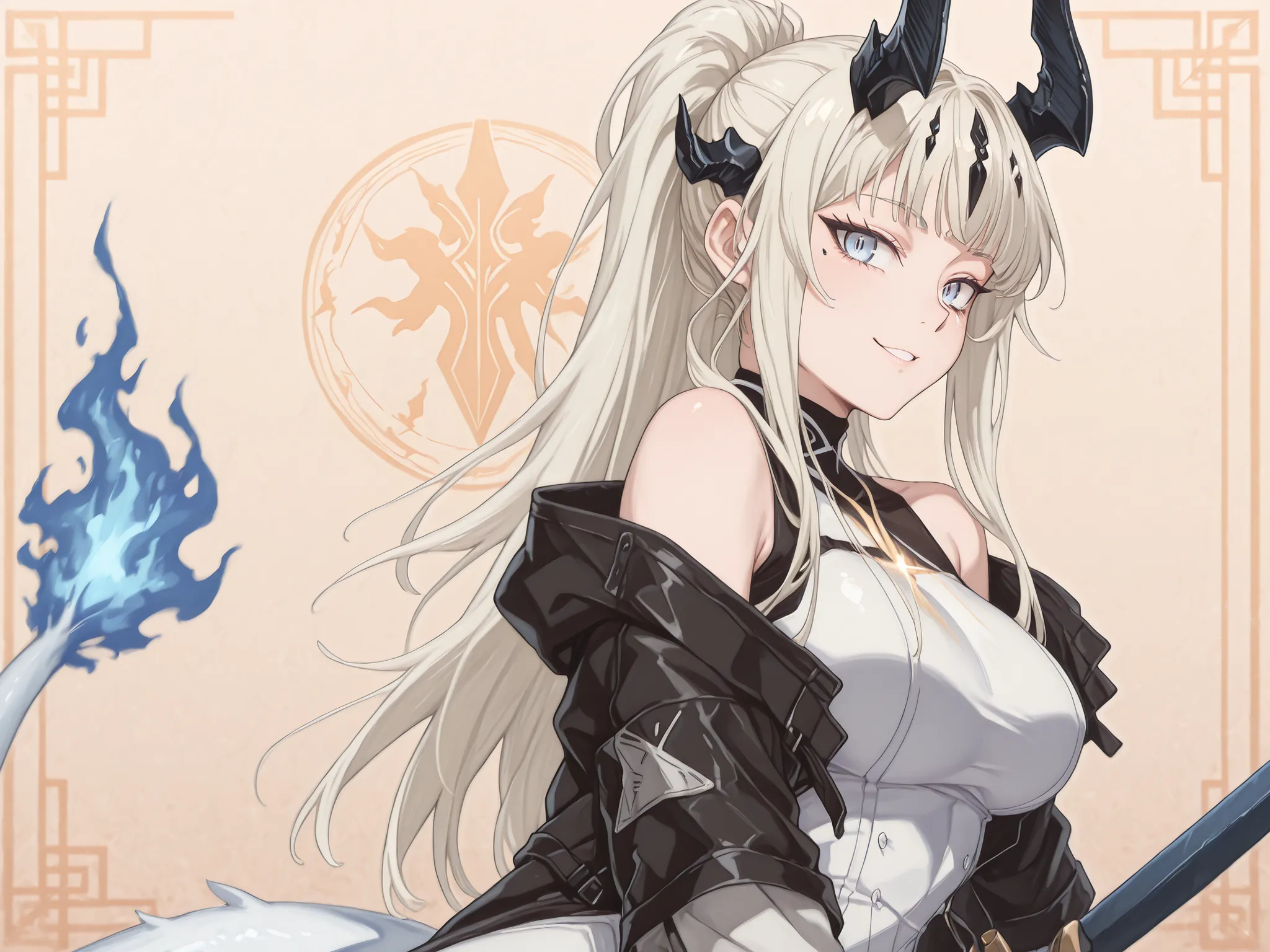 Sozinho, 1 menina, facing the viewer, white hair, hairstyle from Sylpha from "Tensei Shitara Dai Nana Ouji Dattanode", face de Sylpha de "Tensei Shitara Dai Nana Ouji Dattanode", Sylpha eyes from "Tensei Shitara Dai Nana Ouji Dattanode", Long FRINGE, Perfe...