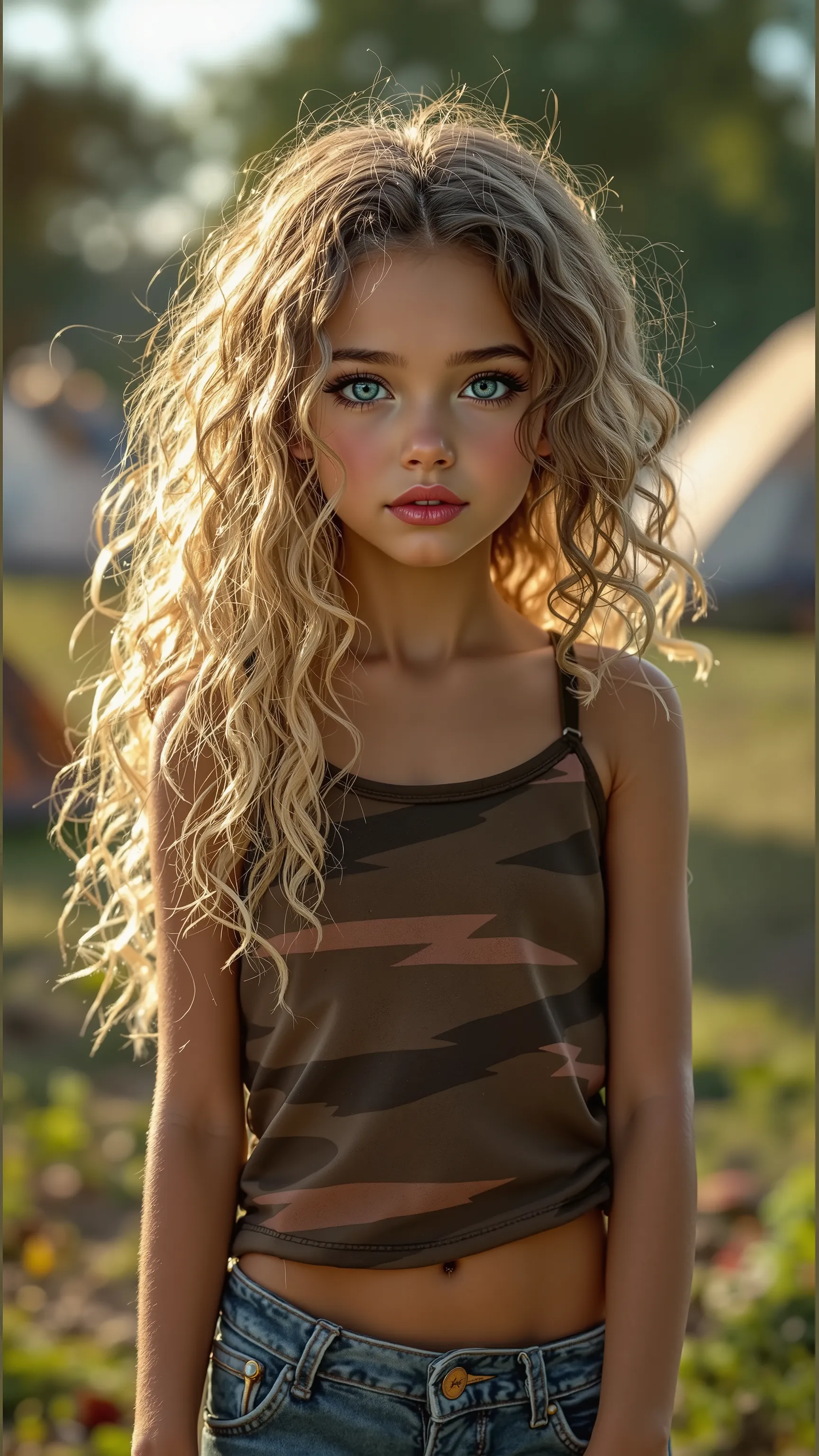 a professional photo of a exceptionally beautiful girl in the world (), () 2025's girl highly detailed, futuristic, (futuristic), (masterpiece), (realistic), (perfect anatomy), (Full body from head to knees), (facing the viewer) with long platinum curly li...