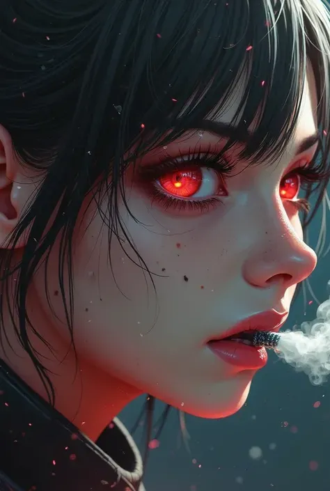 (extremely detailed CG unity 8k wallpaper),(masterpiece), (best quality), (Ultra fine), (best illustration),(BEST SHADOW), (sharp eyeliner, eye shadows, Meticulous eyes :1.1), (火焰, smokes:1.3), ,BREAK BREAK BREAK, (vector:1.2), wicked smile,  