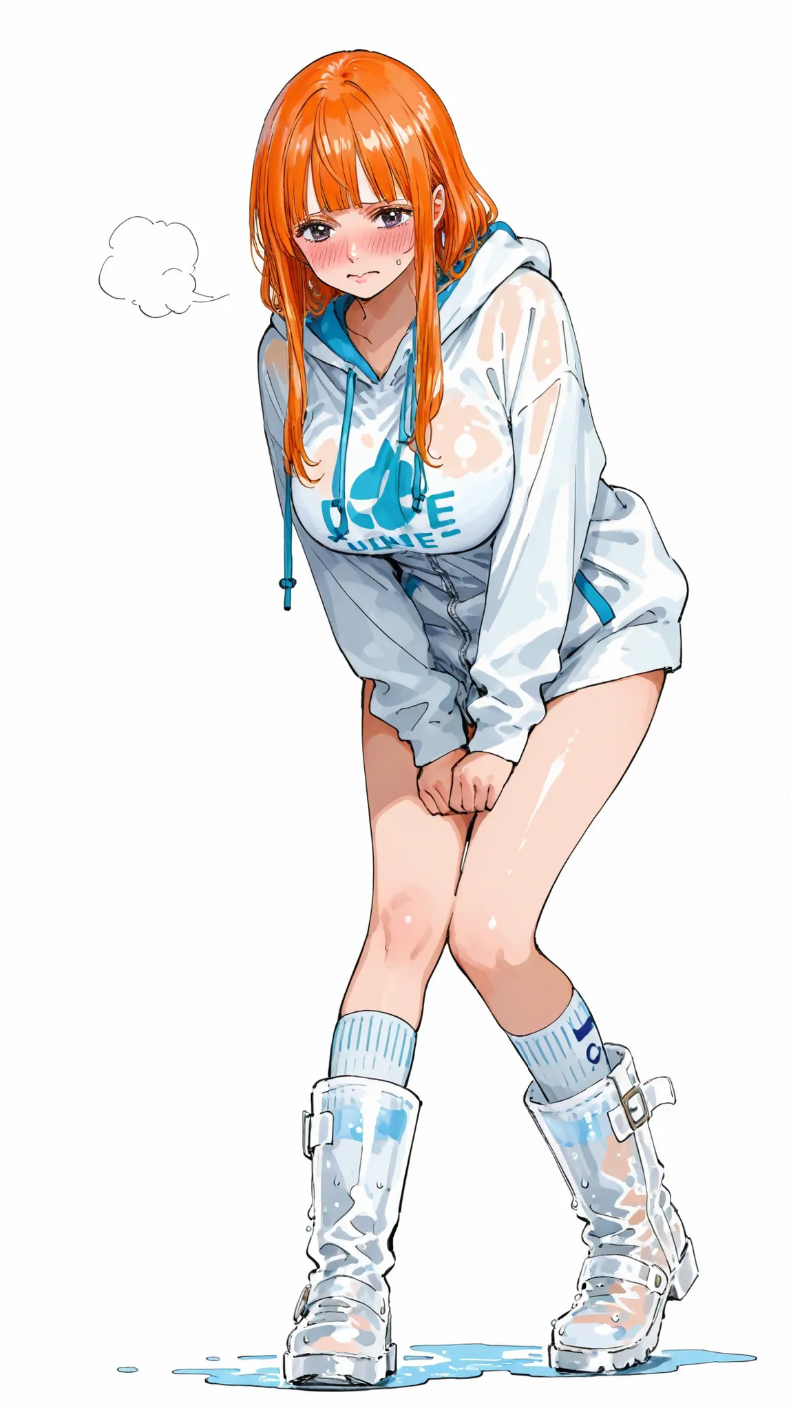 ARTSTYLE_OnePiece_MangaColored _ownwaifu、Getting ready to start running OnePiecestyle 、(Getting ready to start running OnePiecestyle :1.2)、alone、girl、超details、pastel colorsアート、(has a pure white background:1.4)、white background、orange hair、details、detailsな目...