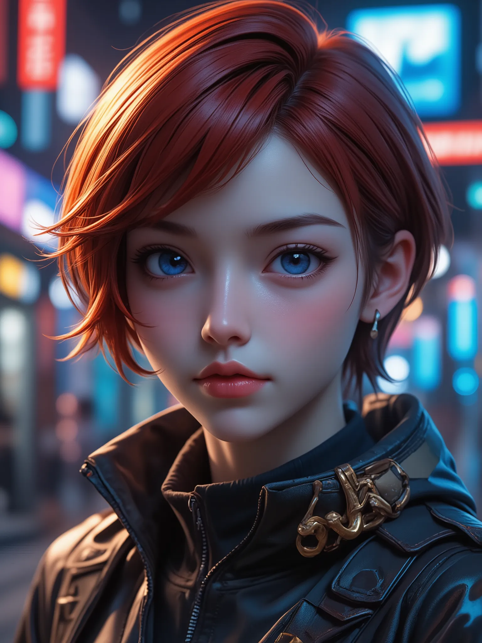 Wearing intricate cyberpunk streetwear, Beautiful, girl, detailed portrait, 4 thousand., bright colors, conceptual art, cinematic dramatic atmosphere, Sharp Focus, Volumetric lighting, cinematic lighting, studio quality,score_9,score_8_up,score_7_up,master...