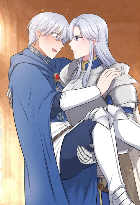 1girl, female knight,prince carry,1boy, bridal style, female carrying male, role reversal,