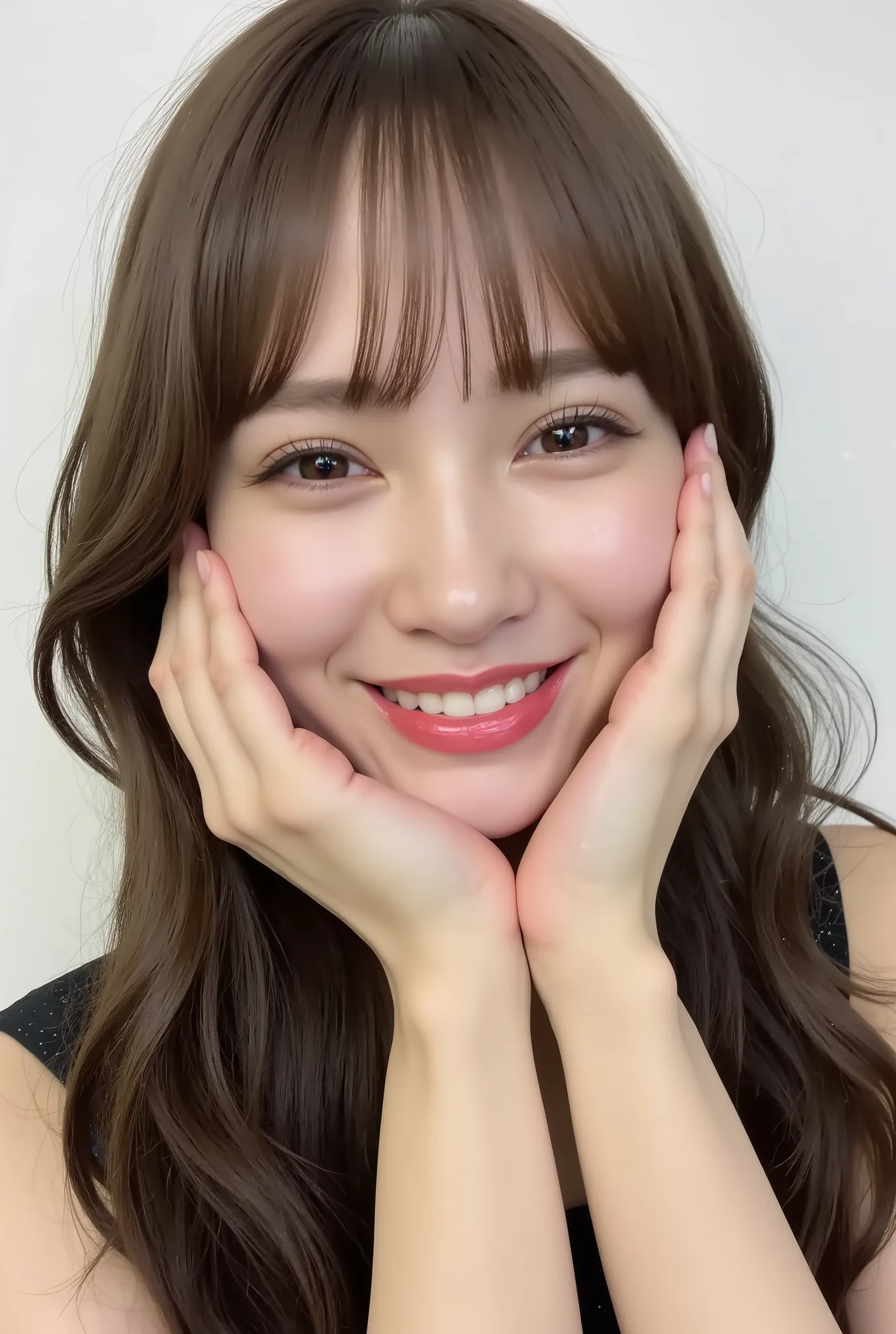 全裸,extreme close-up portrait of a beautiful 20-year-old Japanese woman, ultra photorealistic, high-resolution skin texture with soft pores and delicate peach fuzz, subtly flushed cheeks, soft glossy lips slightly parted with the tip of her tongue naturally...